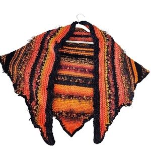 Crochet knit orange & black shawl cover wrap
